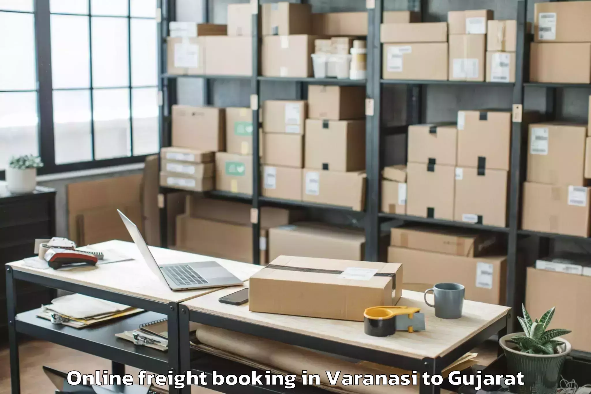 Affordable Varanasi to Waghodia Online Freight Booking